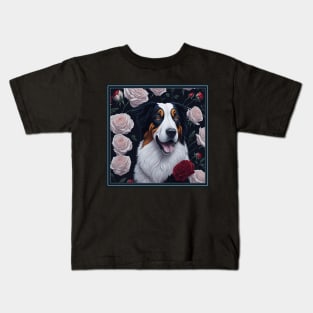 Australian Shepherd white roses Kids T-Shirt